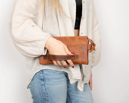 Prestige Leather Wristlet Clutch
