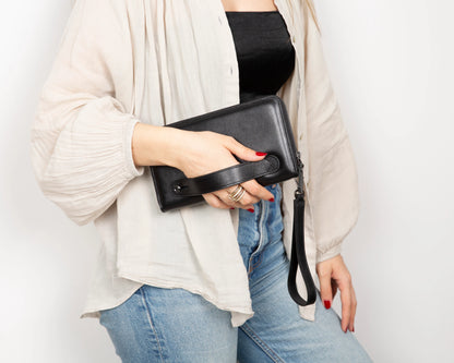 Aristo Leather Phone Wallet with Wrist Strap