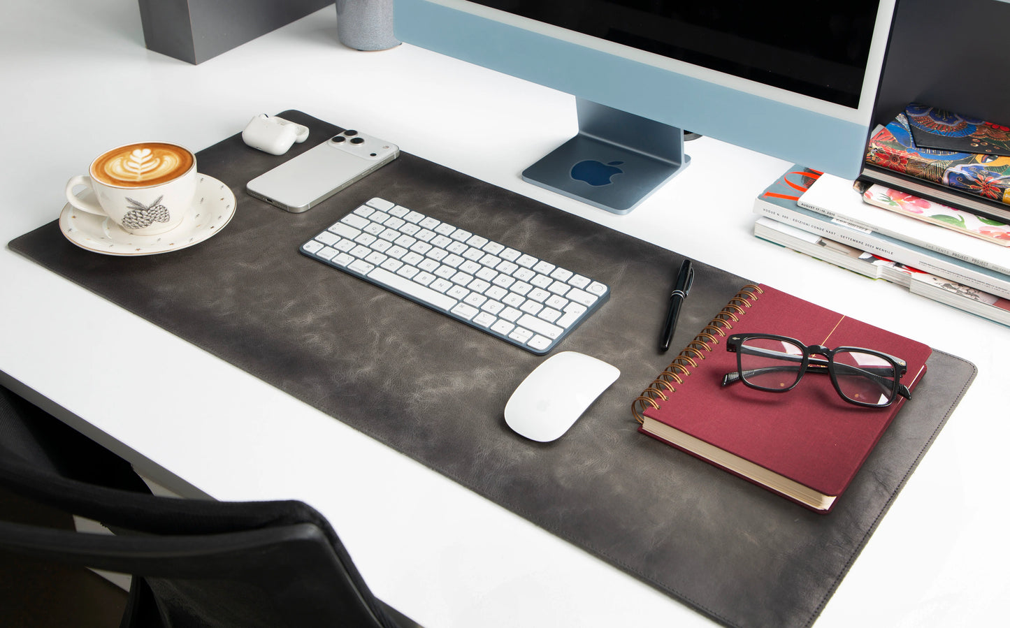 Lined Leather Desk Mat Medium Size