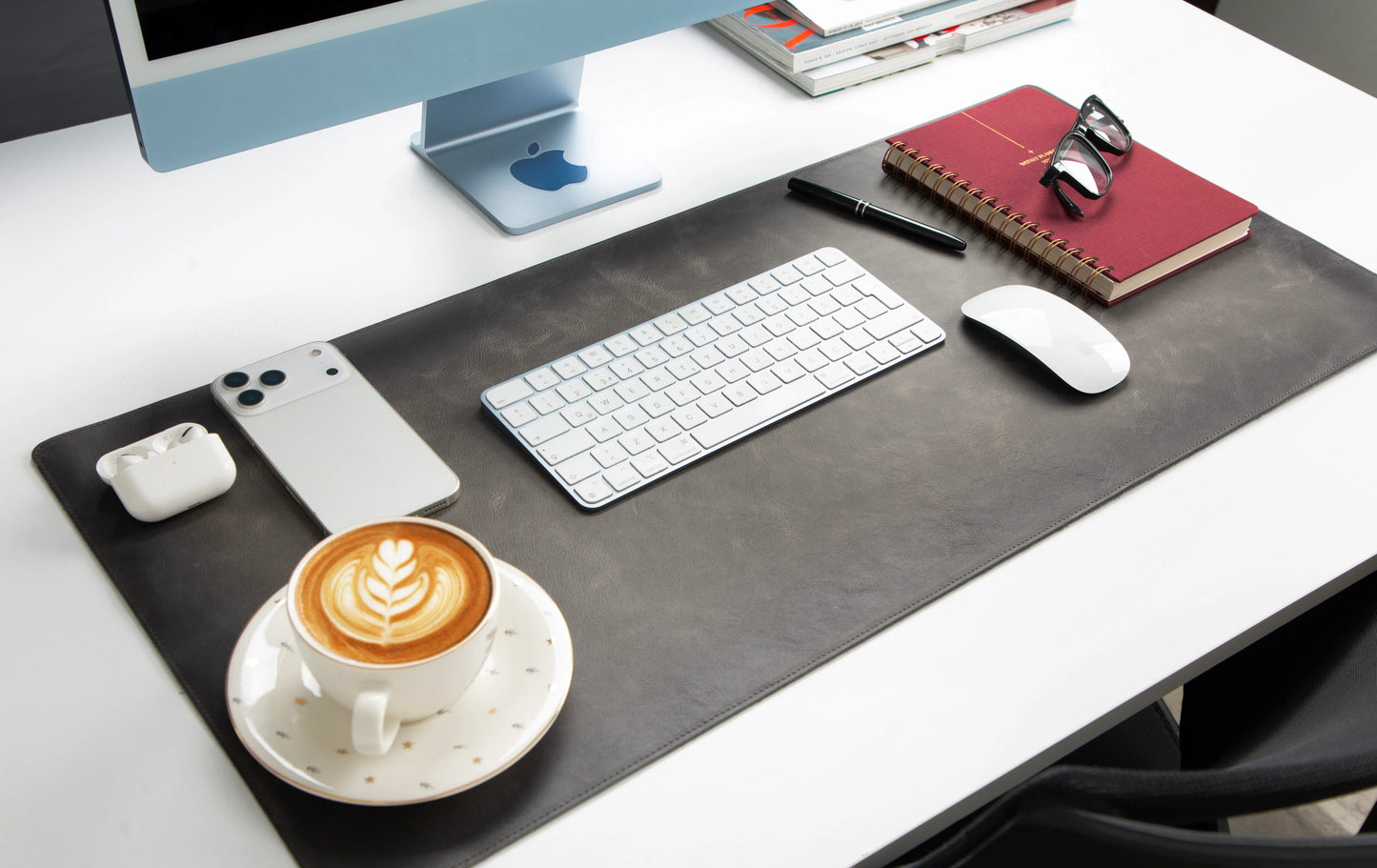 Lined Leather Desk Mat Medium Size