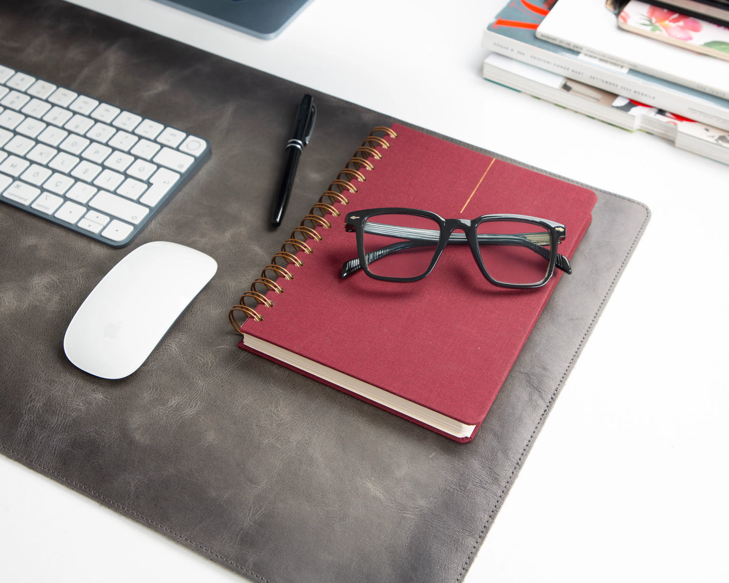 Lined Leather Desk Mat Medium Size