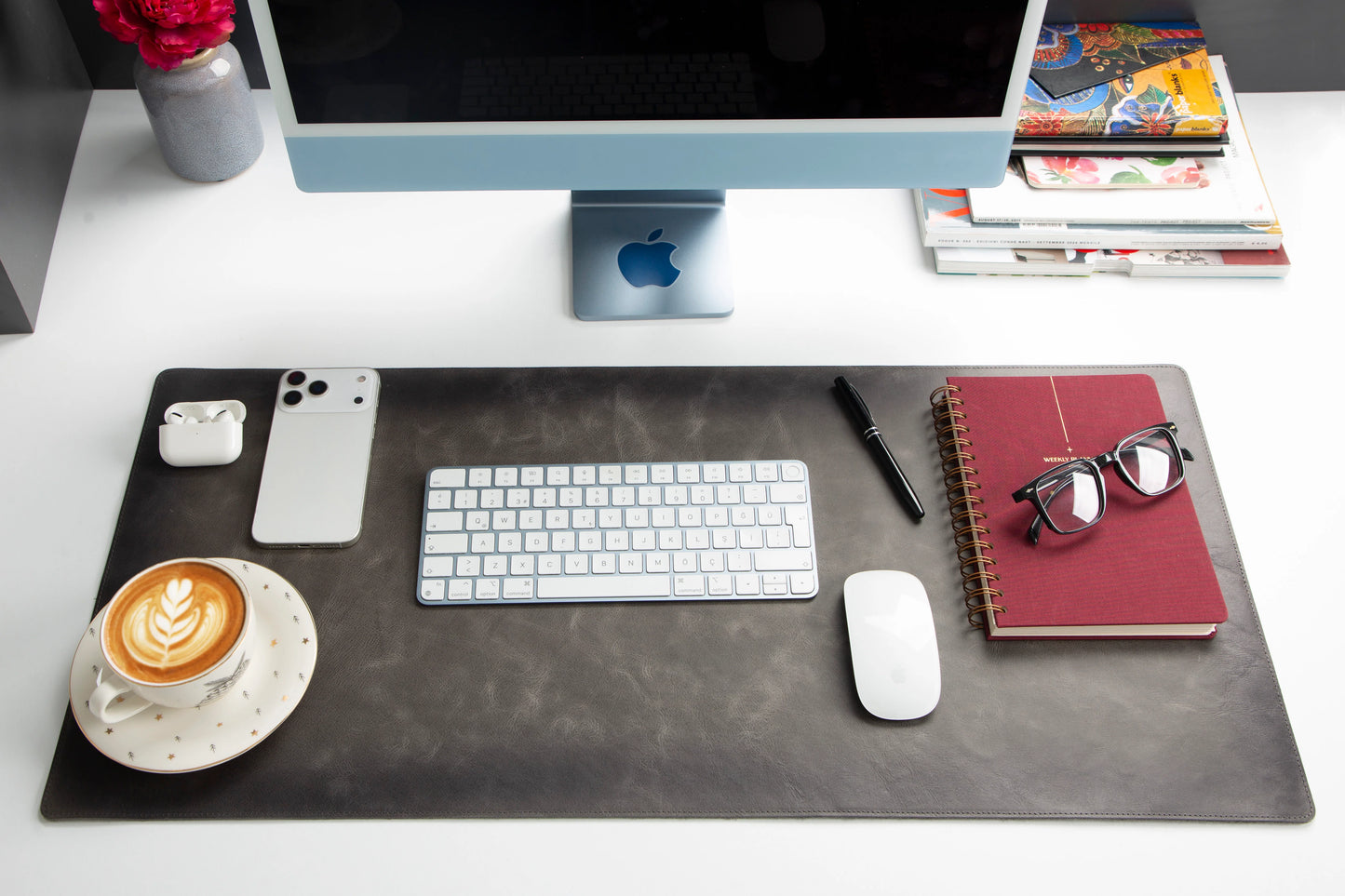 Lined Leather Desk Mat Medium Size