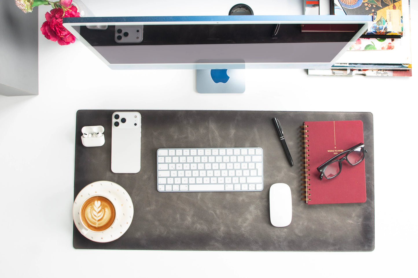 Lined Leather Desk Mat Medium Size