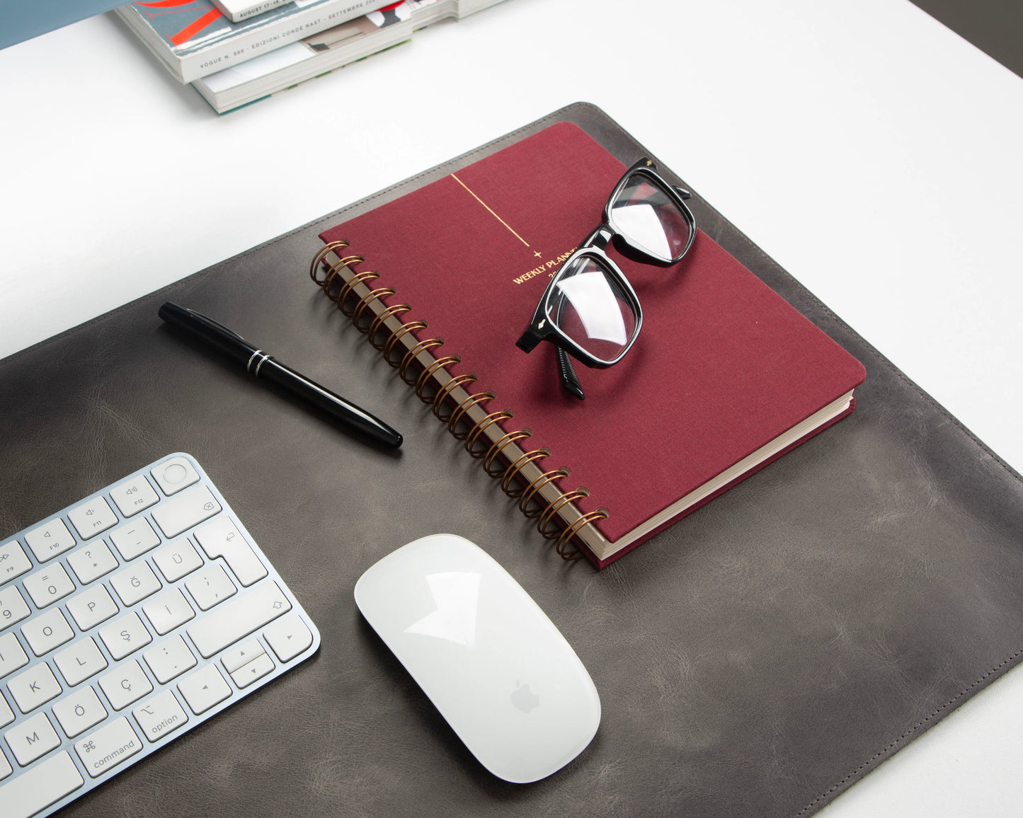 Lined Leather Desk Mat Medium Size