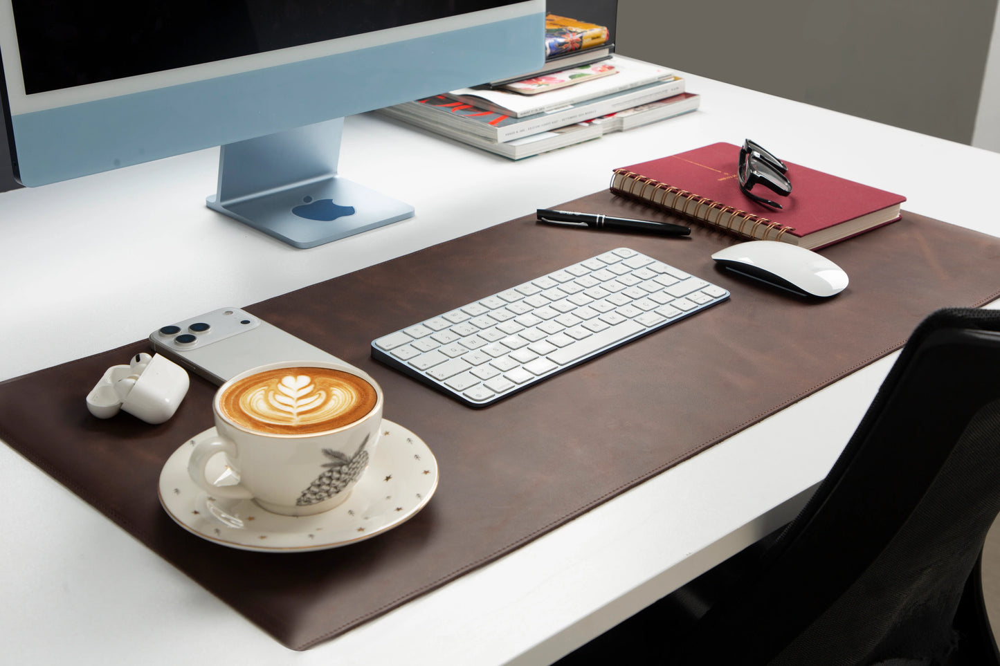 Lined Leather Desk Mat Medium Size