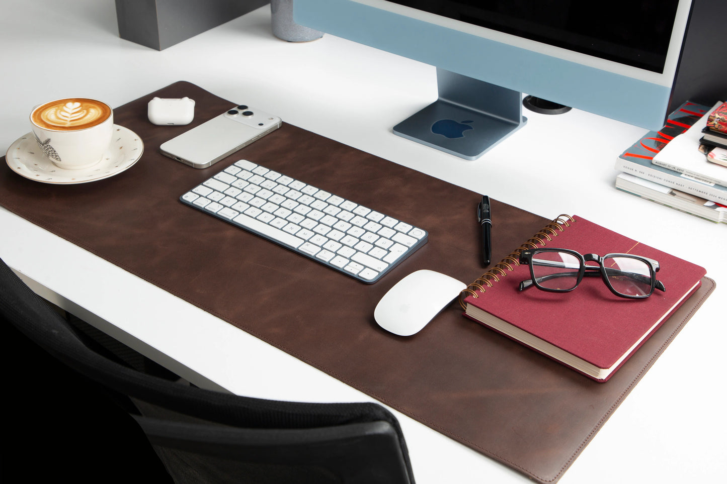 Lined Leather Desk Mat Medium Size