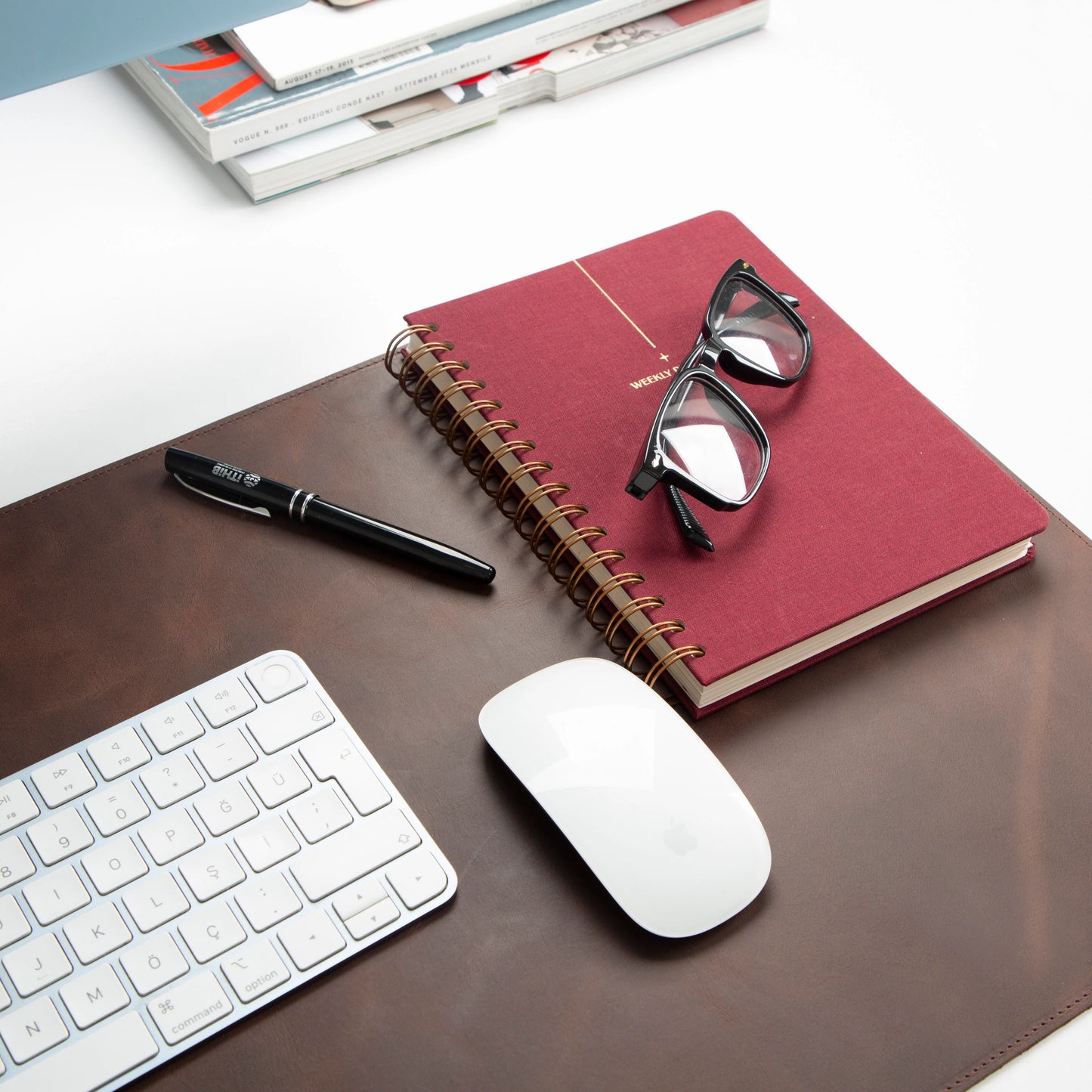 Lined Leather Desk Mat Medium Size