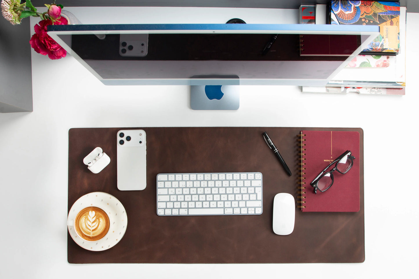 Lined Leather Desk Mat Medium Size