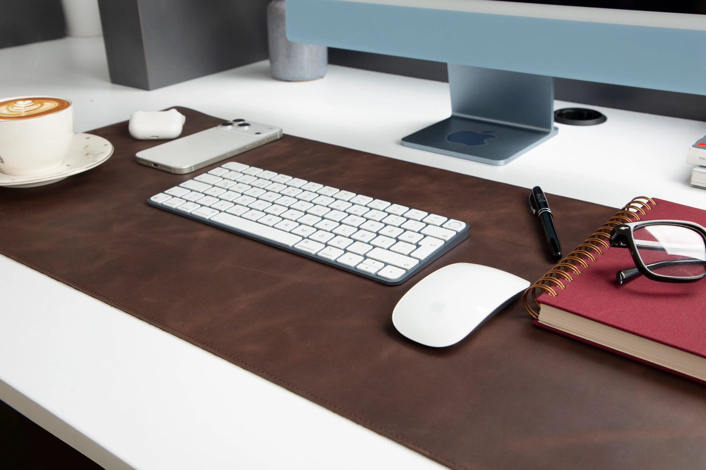 Lined Leather Desk Mat Medium Size