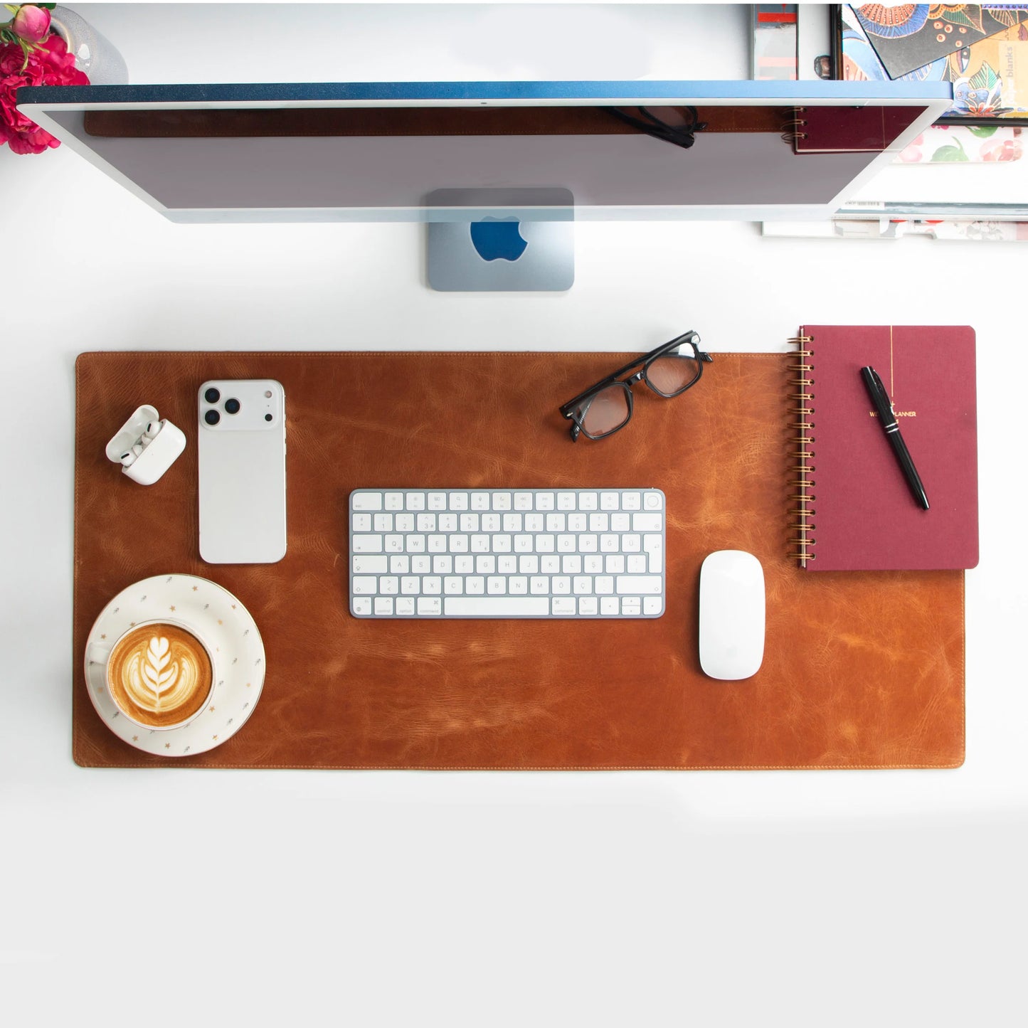 Lined Leather Desk Mat Medium Size