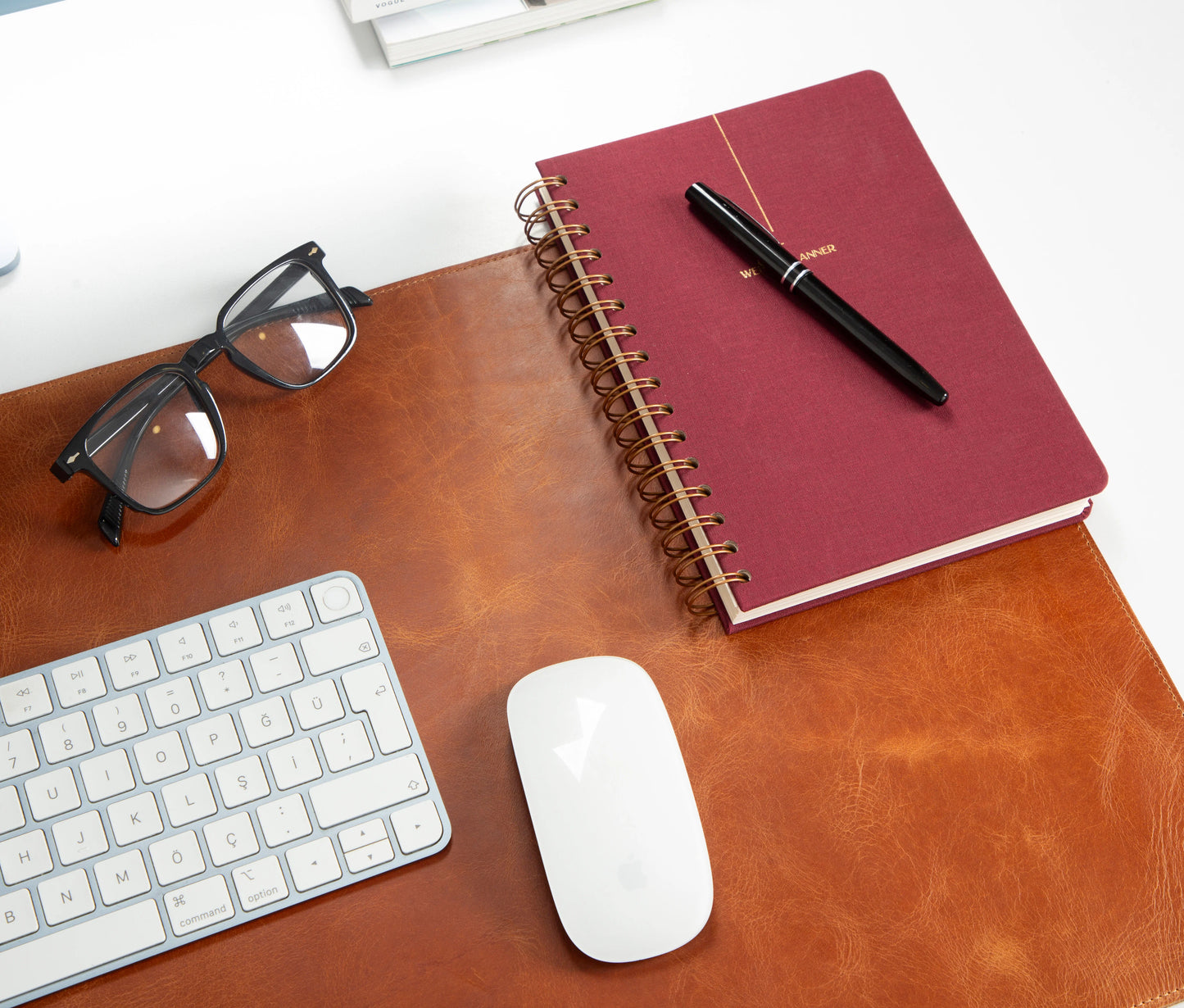 Lined Leather Desk Mat Medium Size