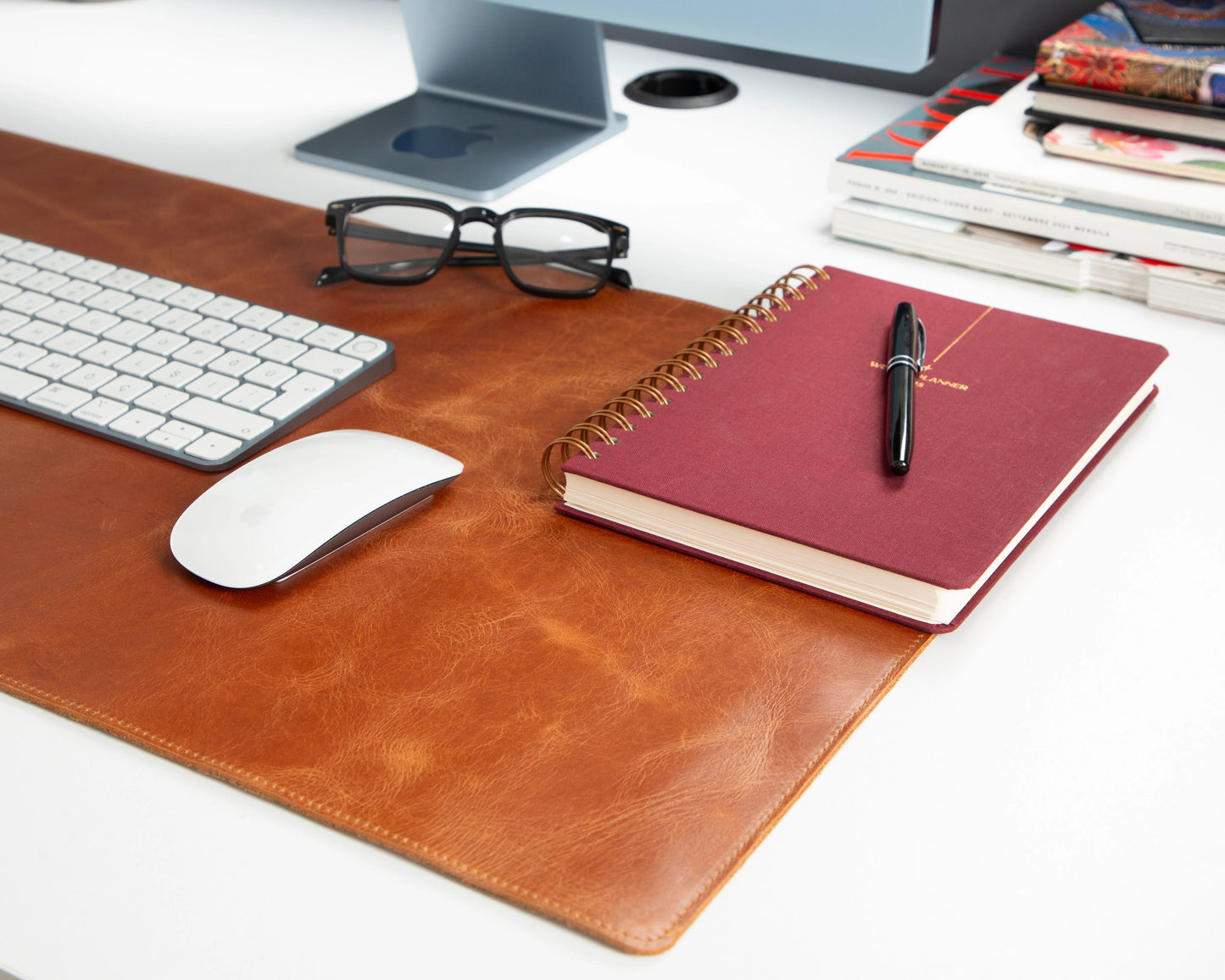Lined Leather Desk Mat Medium Size