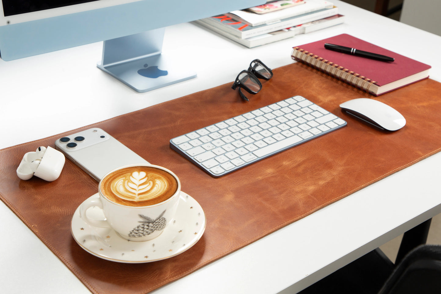 Lined Leather Desk Mat Medium Size