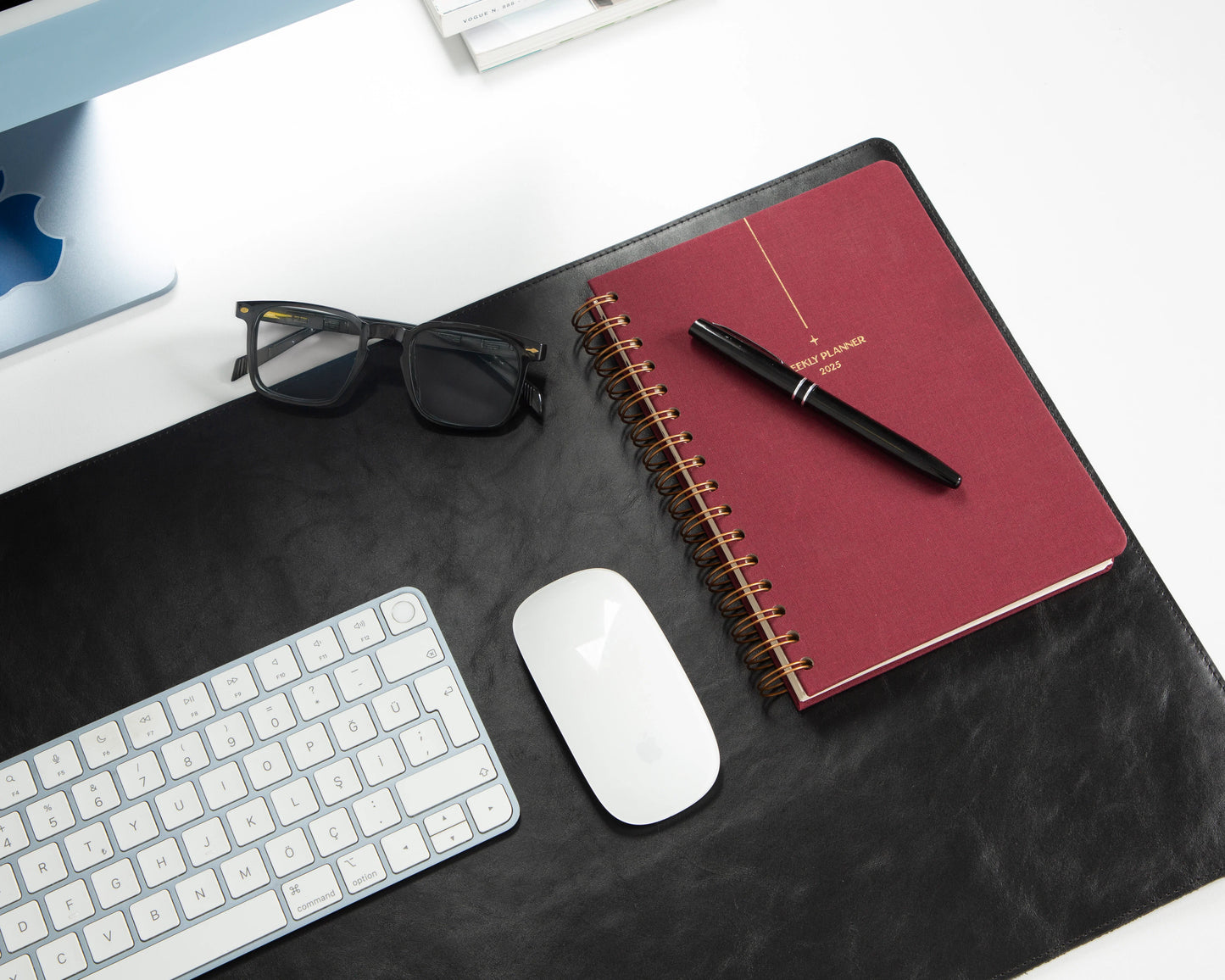 Lined Leather Desk Mat Medium Size