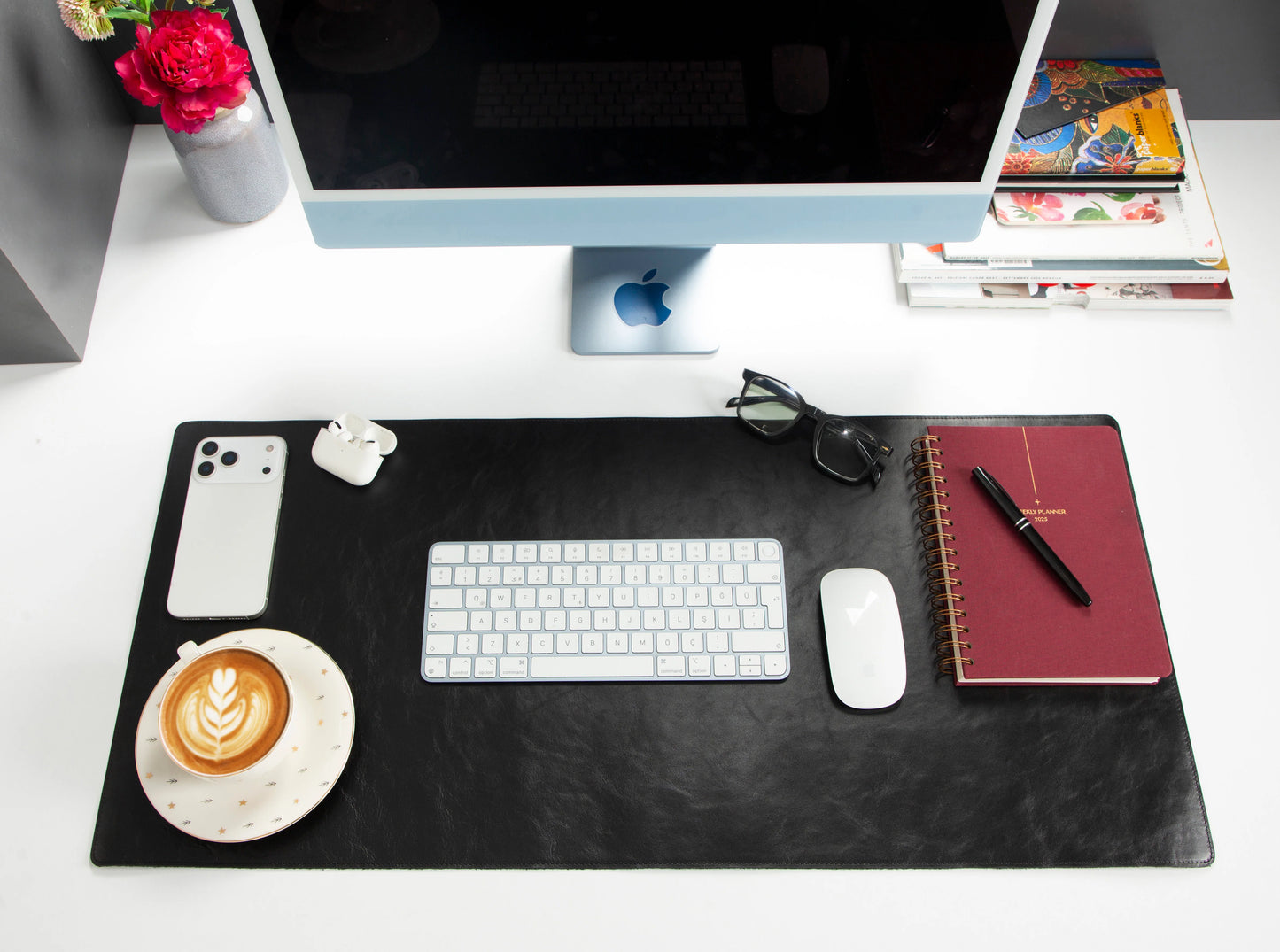 Lined Leather Desk Mat Medium Size