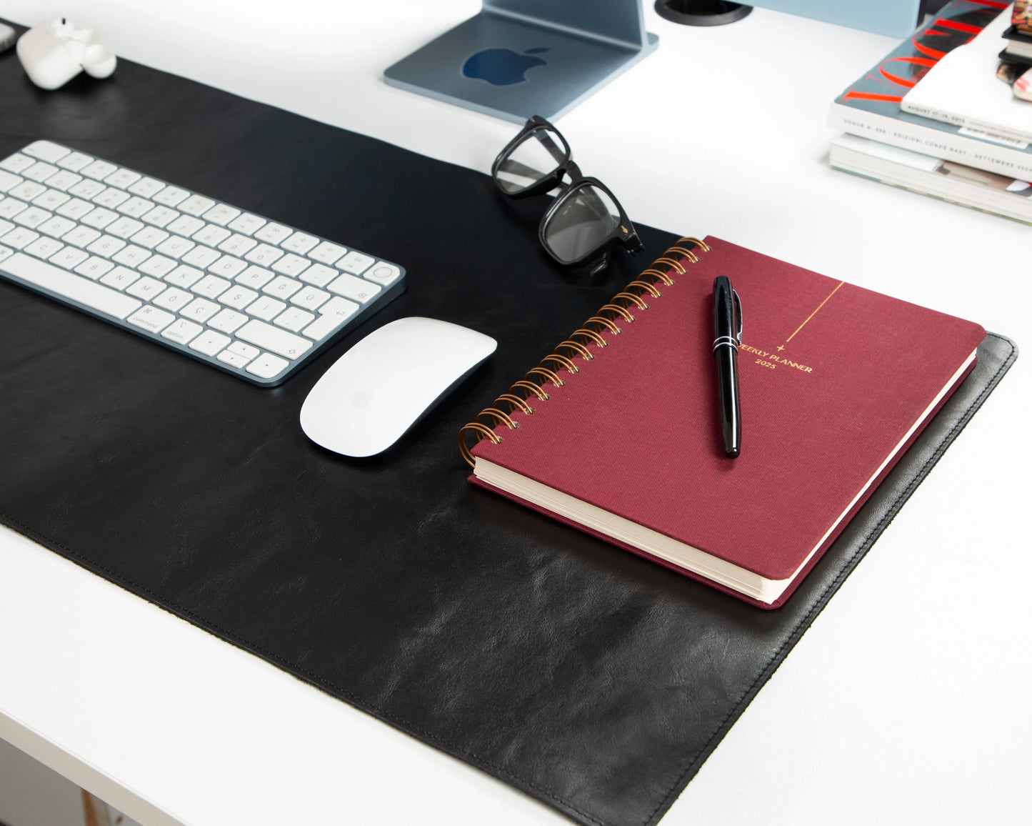 Lined Leather Desk Mat Medium Size