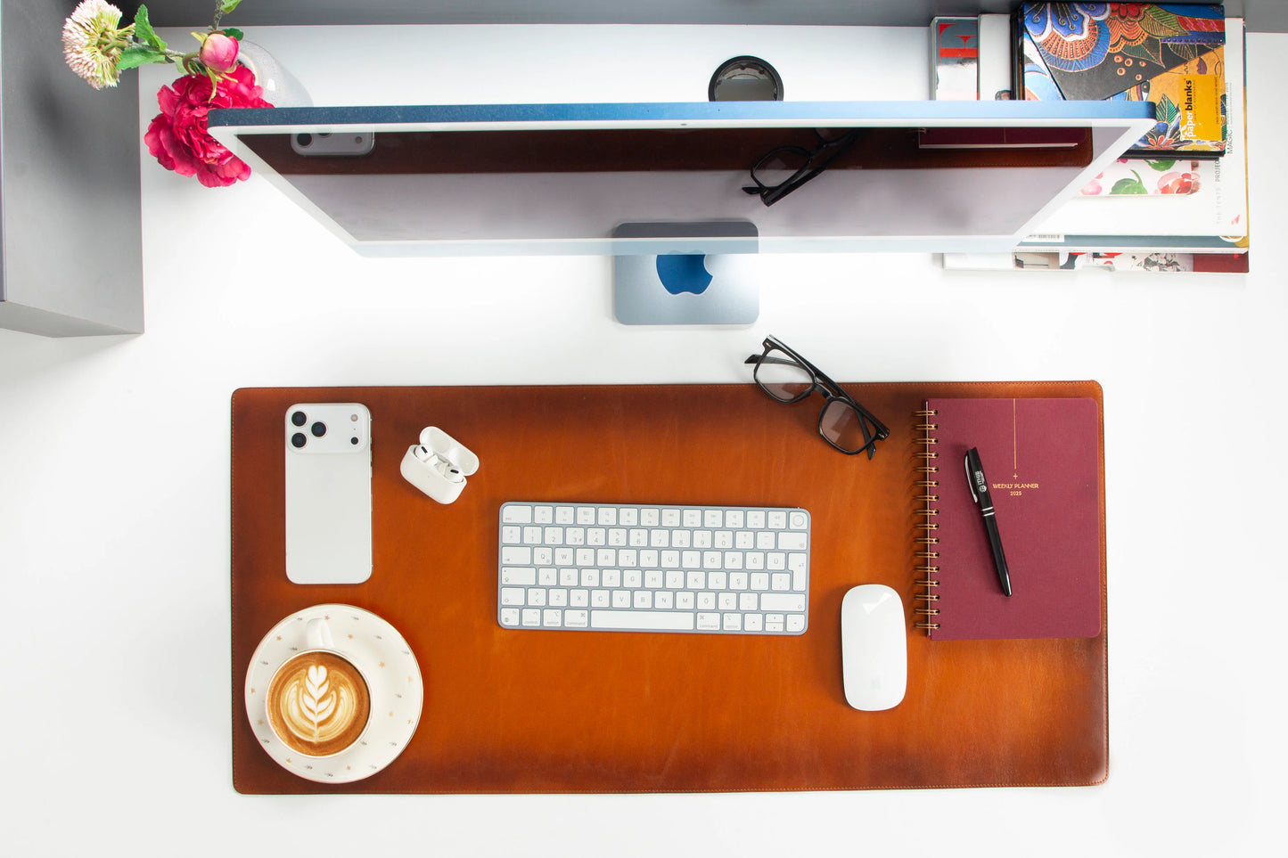 Lined Leather Desk Mat Medium Size