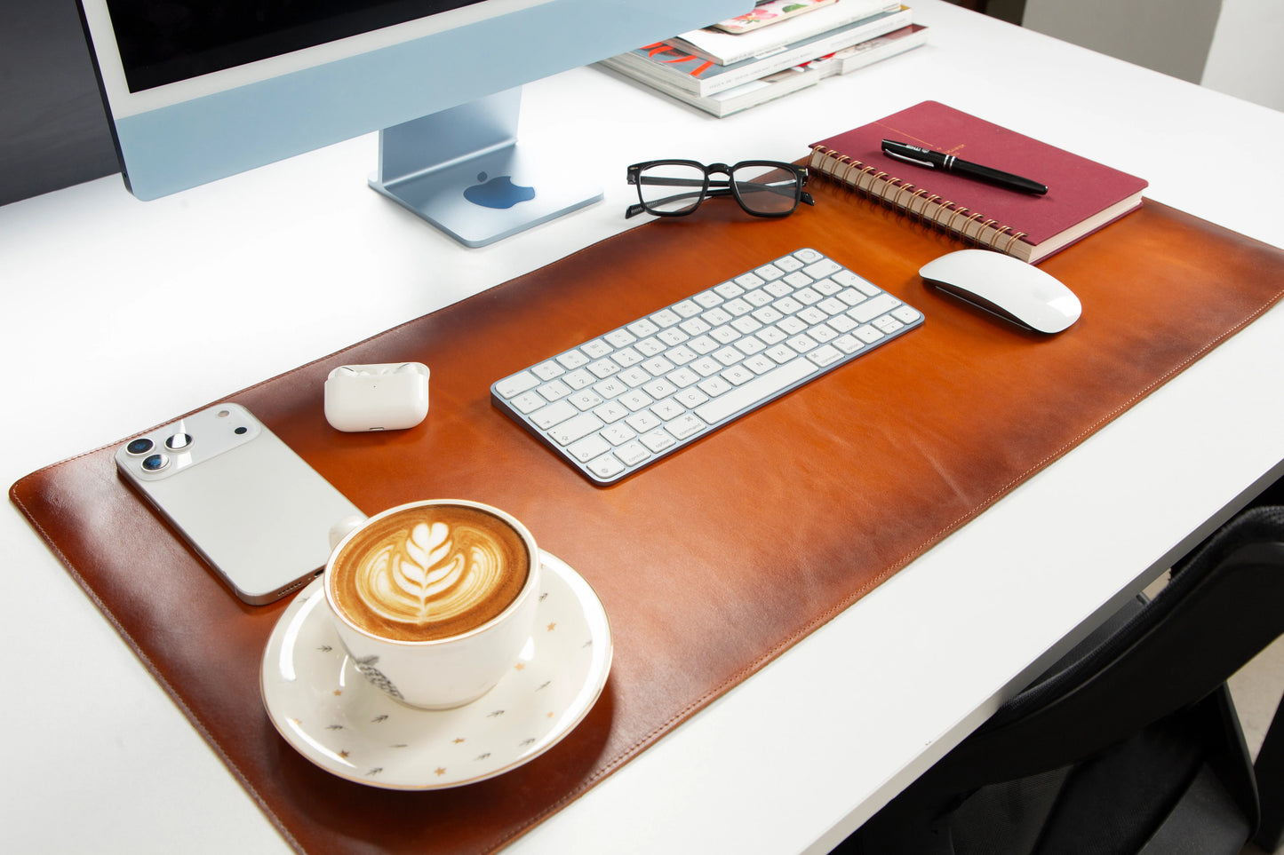 Lined Leather Desk Mat Medium Size