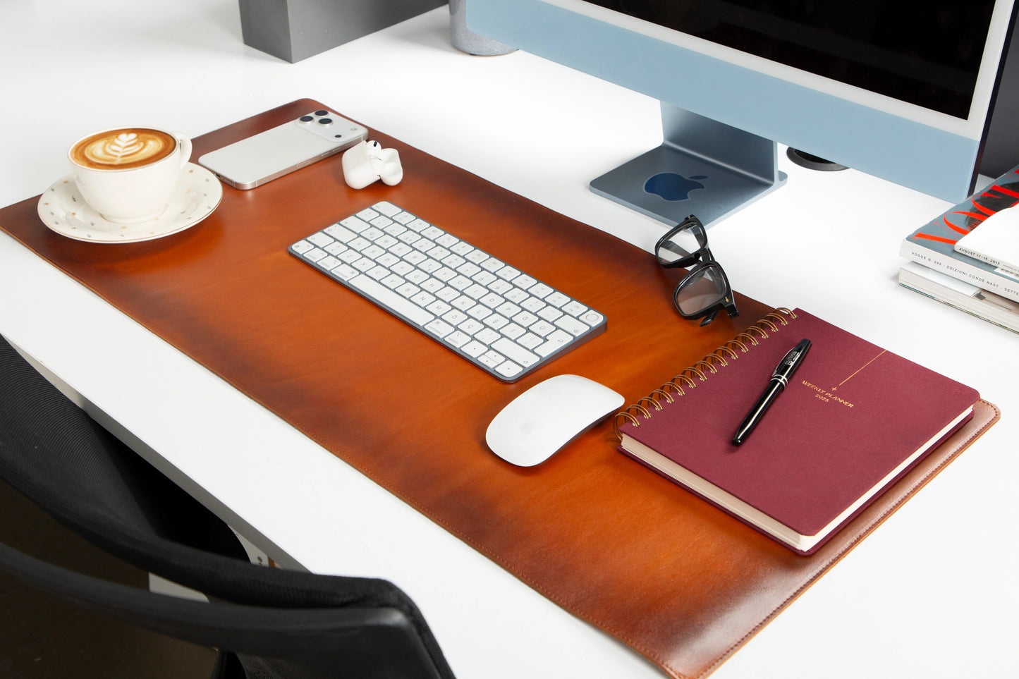 Lined Leather Desk Mat Medium Size