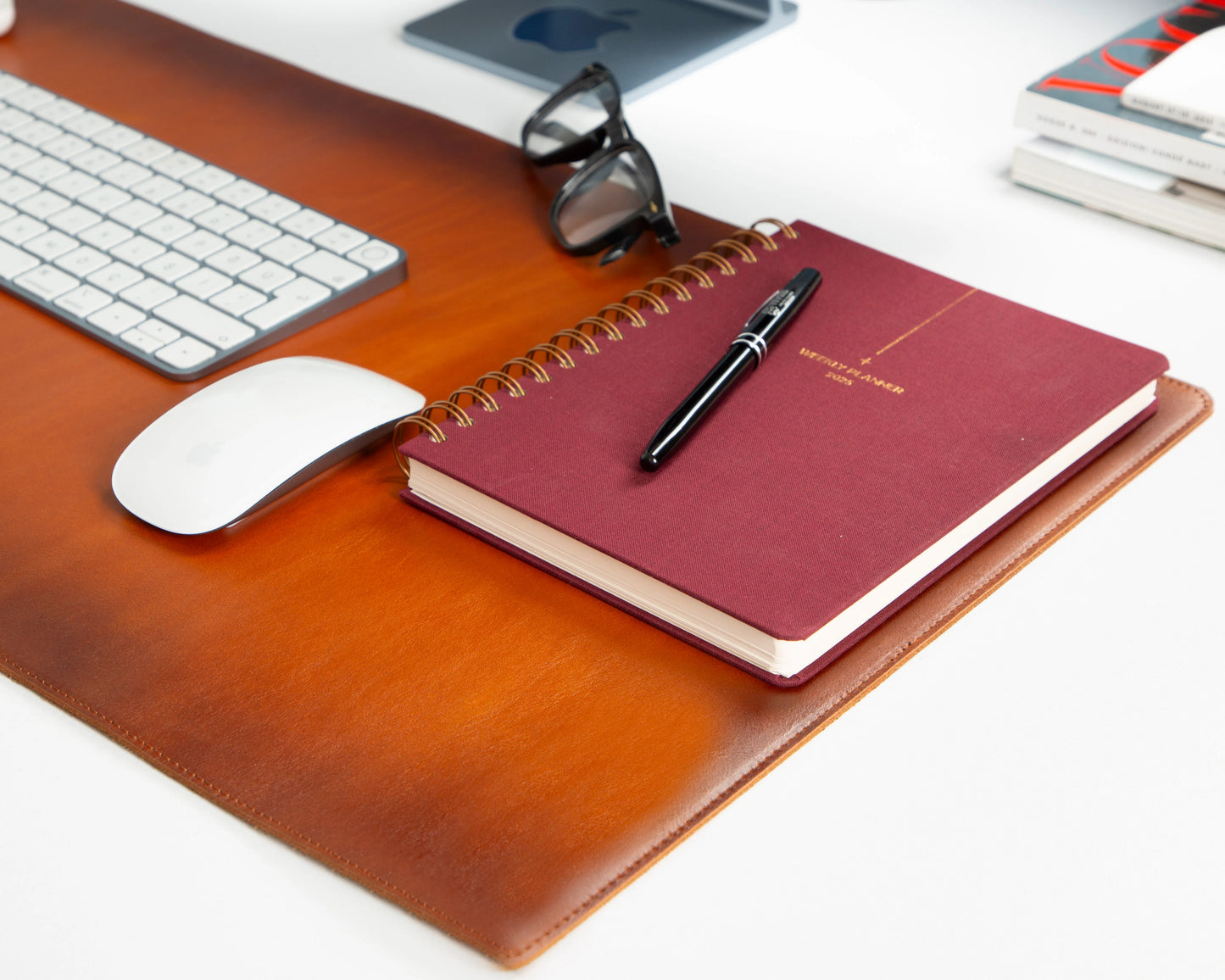 Lined Leather Desk Mat Medium Size