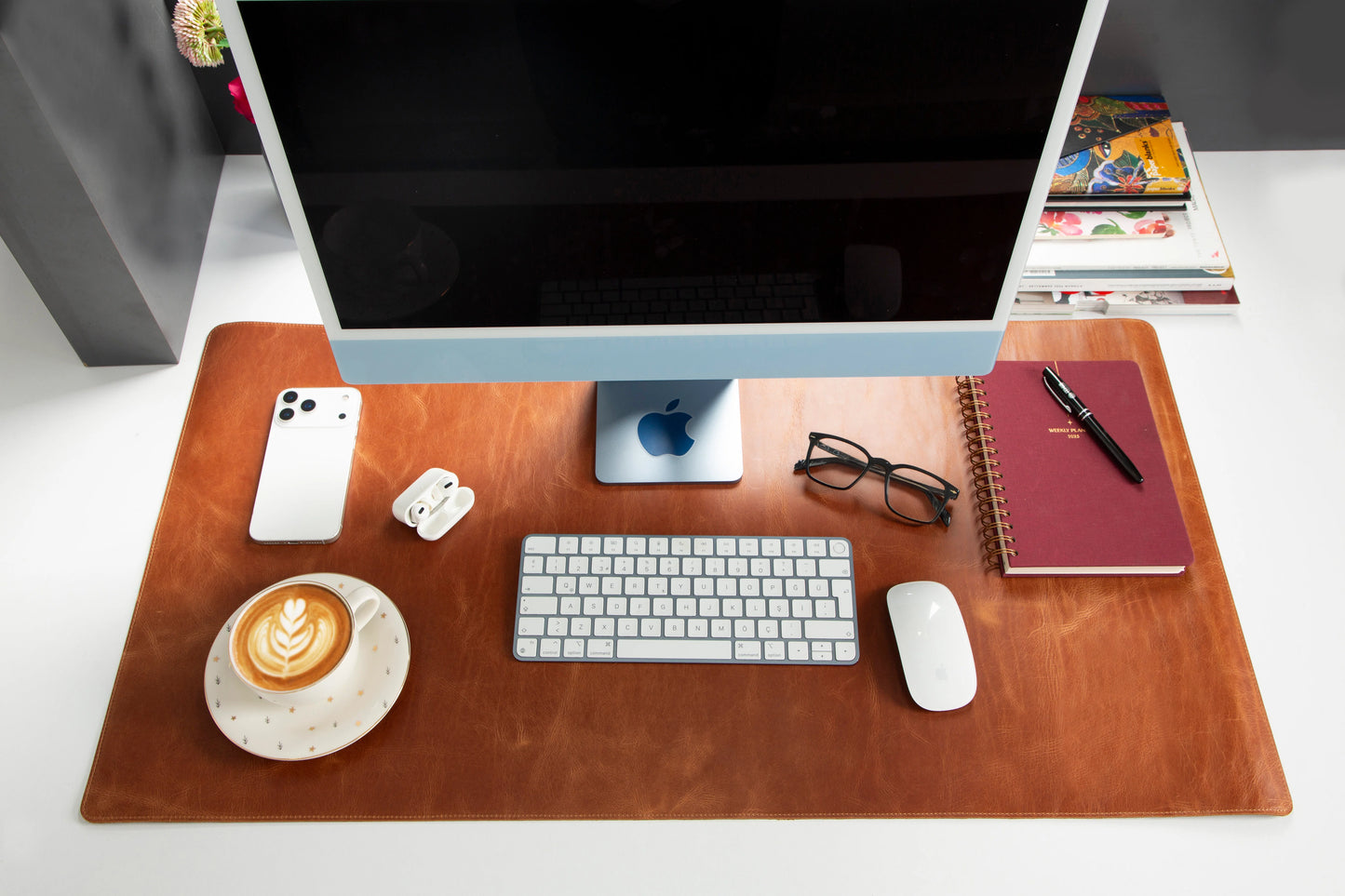 Lined Leather Desk Mat Large Size