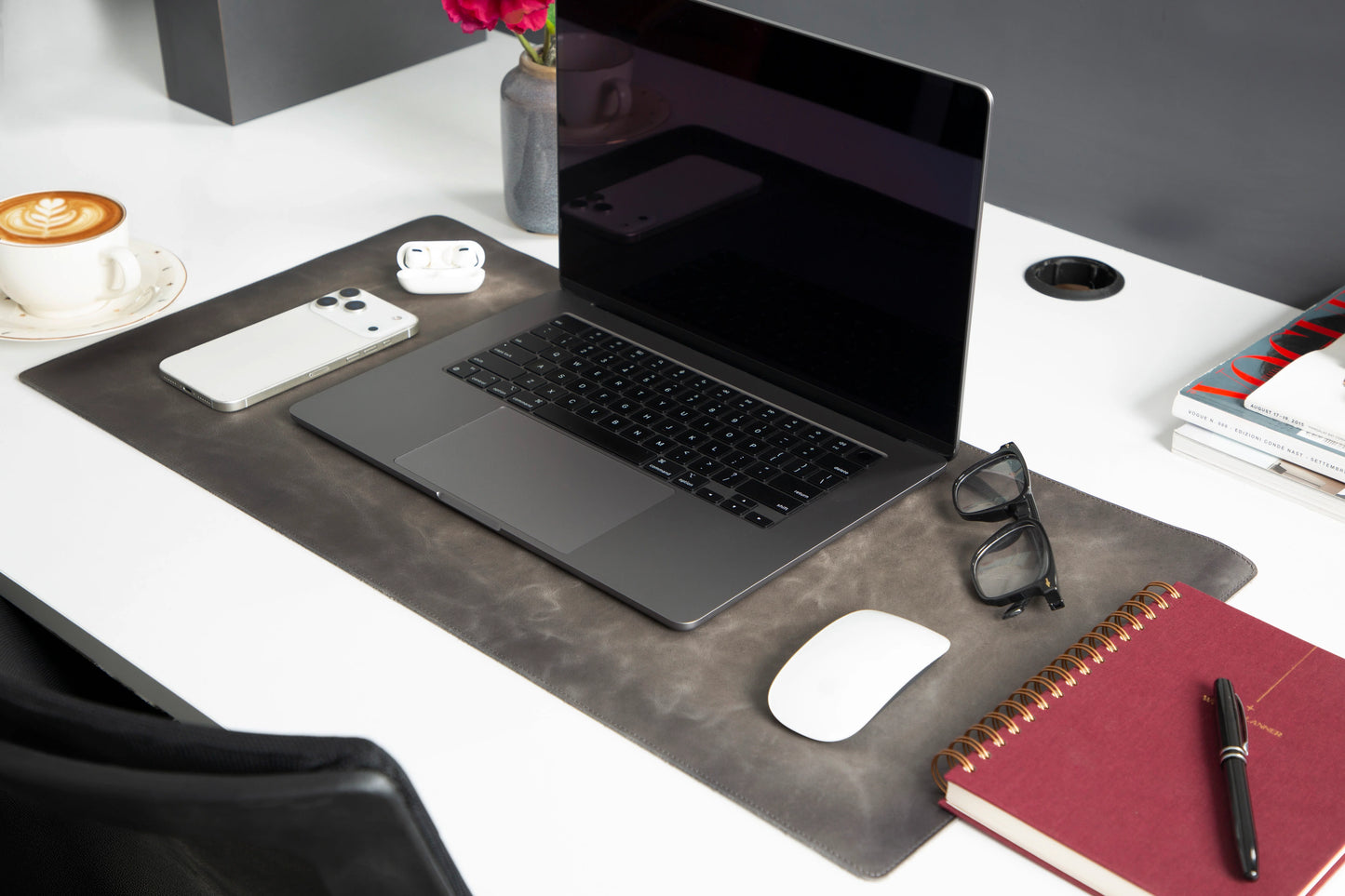 Lined Leather Desk Mat Small Size