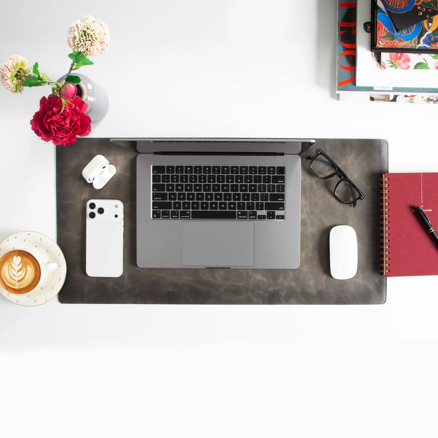 Lined Leather Desk Mat Small Size