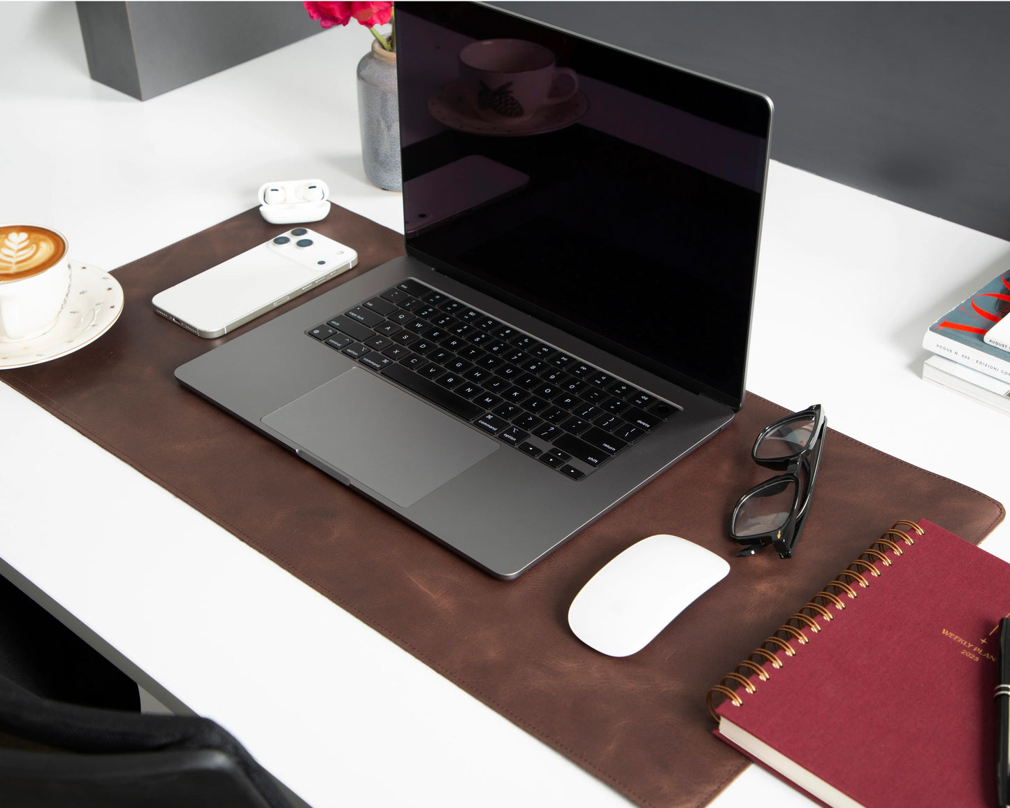 Lined Leather Desk Mat Small Size