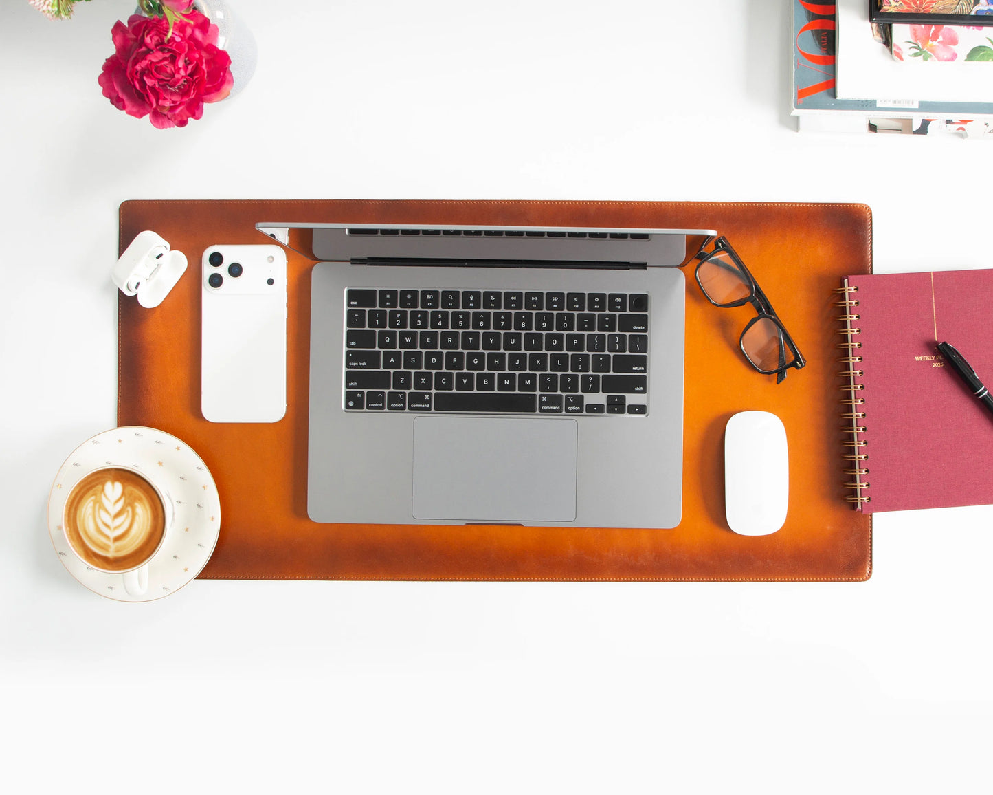 Lined Leather Desk Mat Small Size