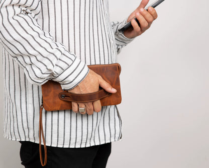 Majeste Leather Wristlet Clutch
