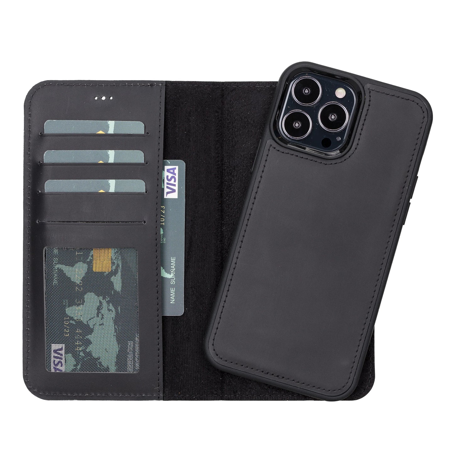 Liluri iPhone 13 Pro Detachable Leather Wallet Case