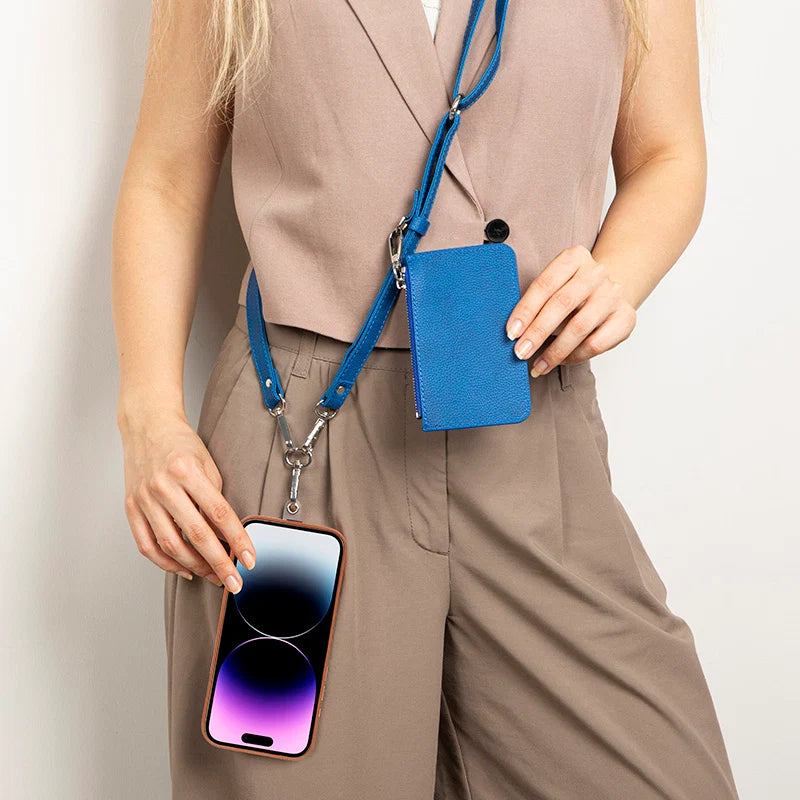 FlexGo PU Leather Phone Strap & Wallet Set – Clip-On Flex