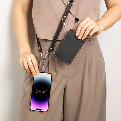 FlexGo PU Phone Strap & Detachable Wallet Set