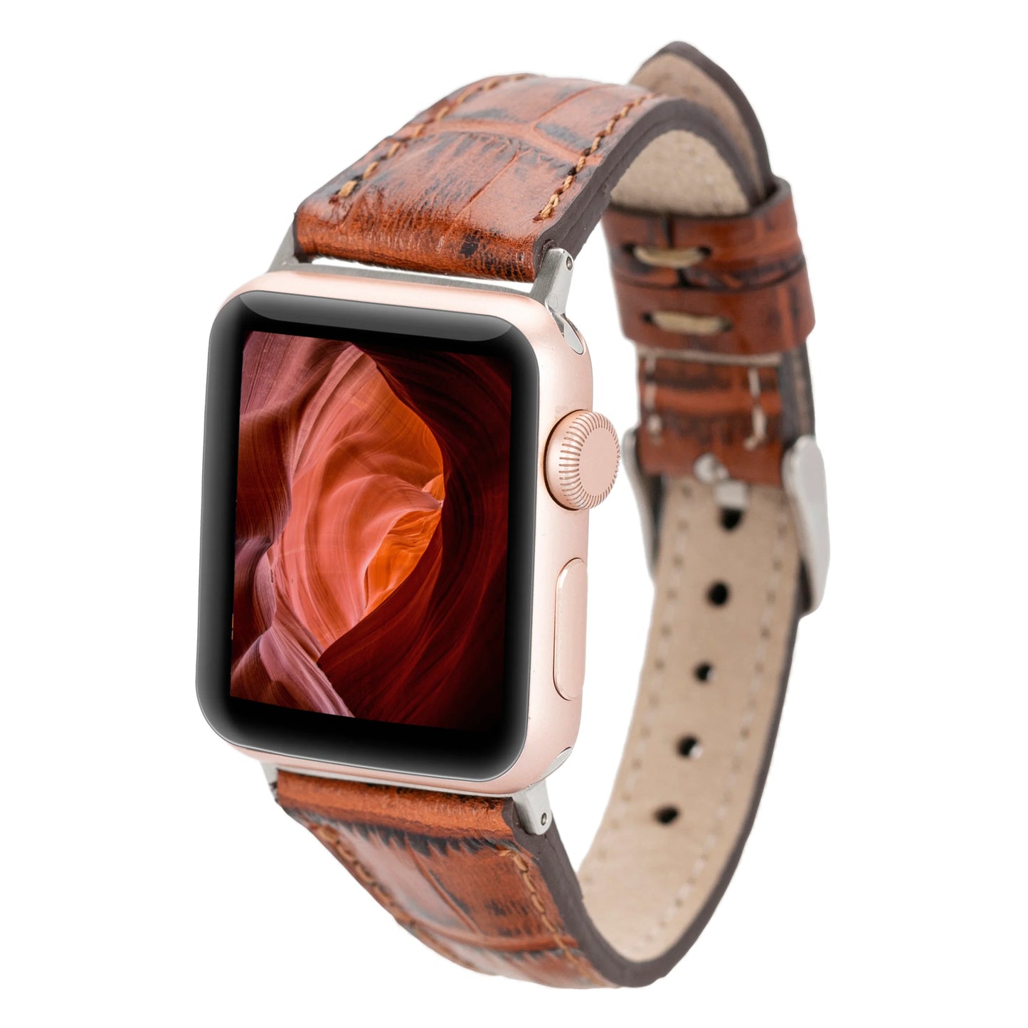 Leather Apple Watch Bands - Clasic Slim Style BRN7