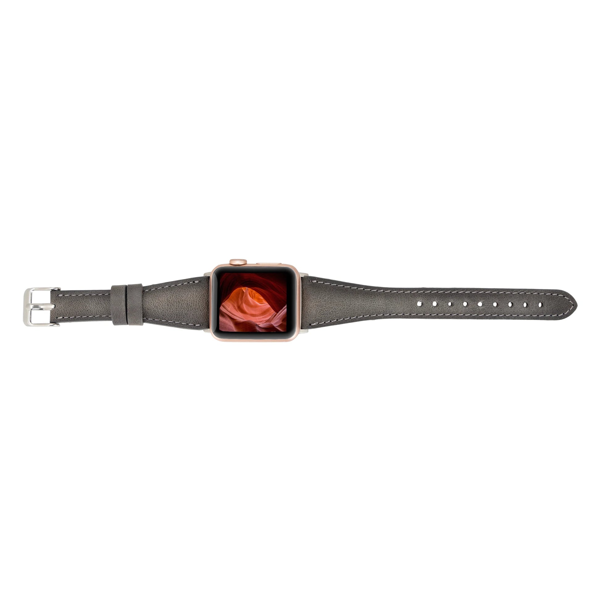 Leather Apple Watch Bands - Clasic Slim Style BRN7