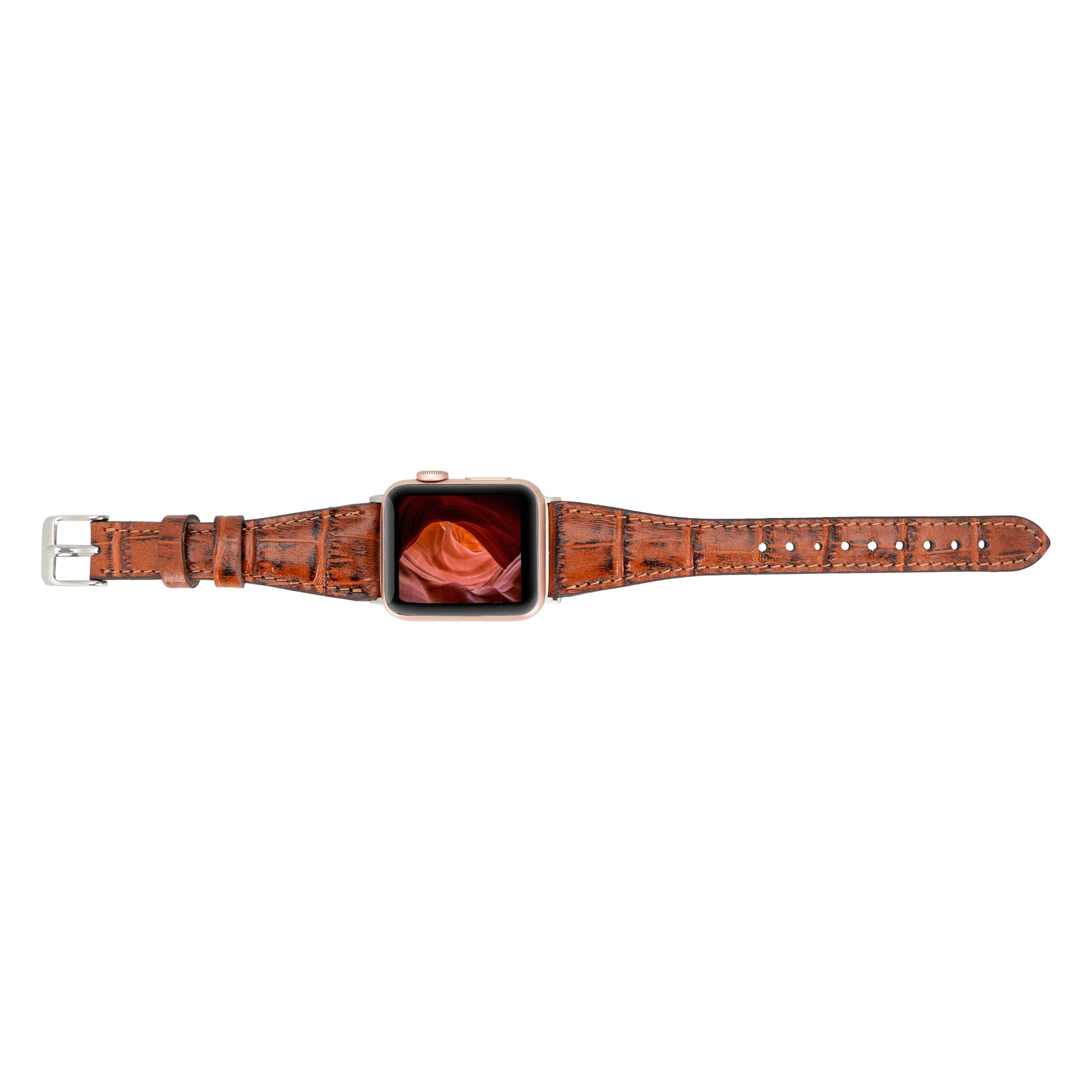 Leather Apple Watch Bands - Clasic Slim Style BRN7