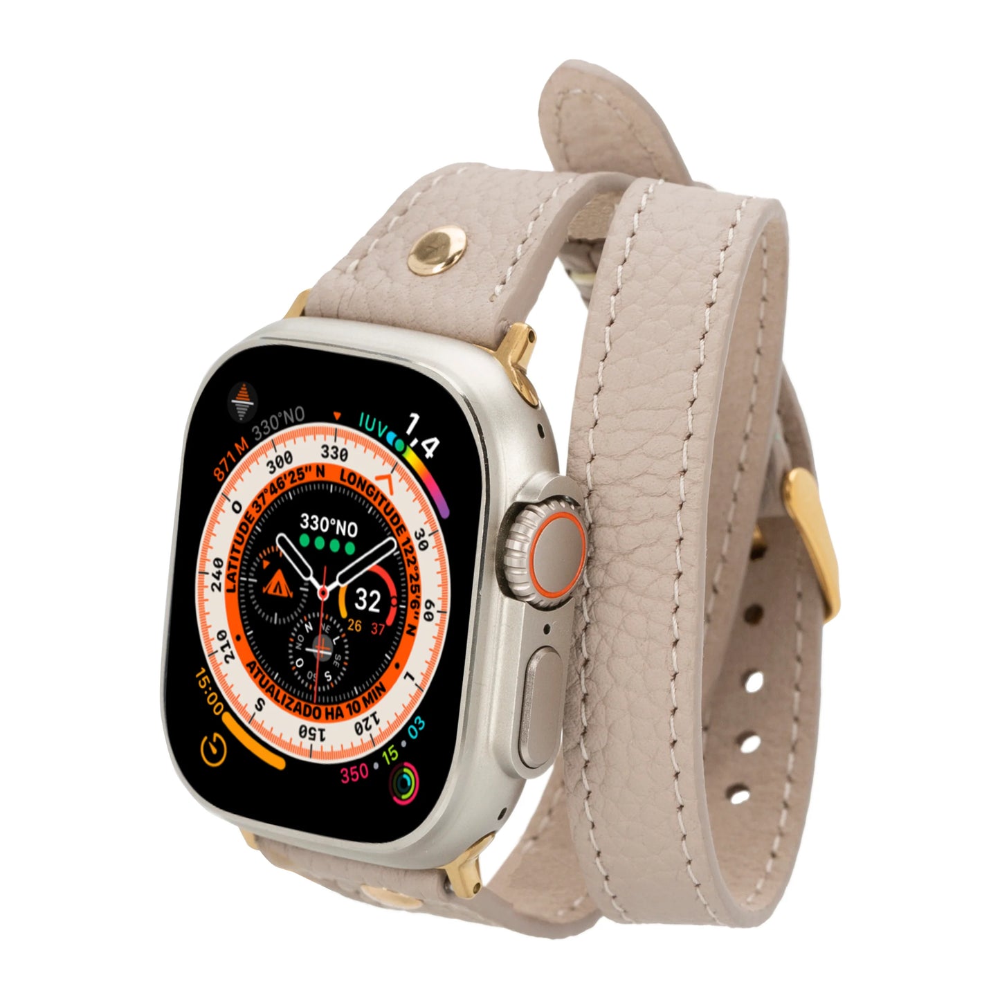 Leather Apple Watch Bands - DTS Double Tour Slim Hector Gold Trok Style F3