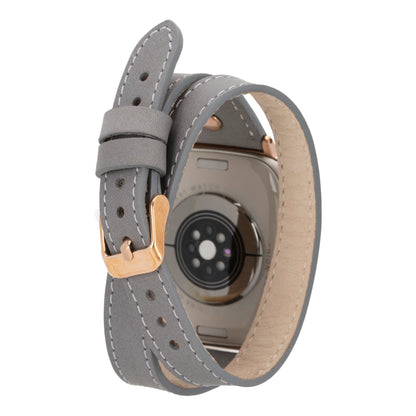 Hector Double Tour Leather Apple Watch Band – Rose Gold Buckle