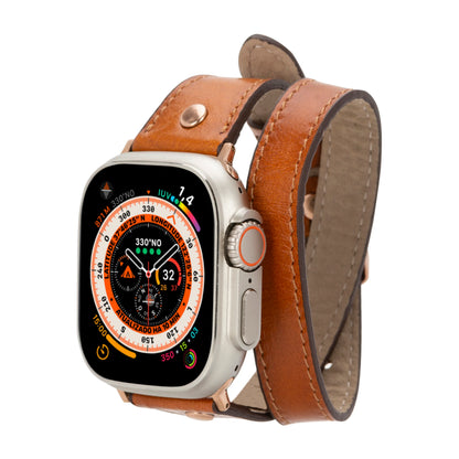 Hector Double Tour Leather Apple Watch Band – Rose Gold Buckle