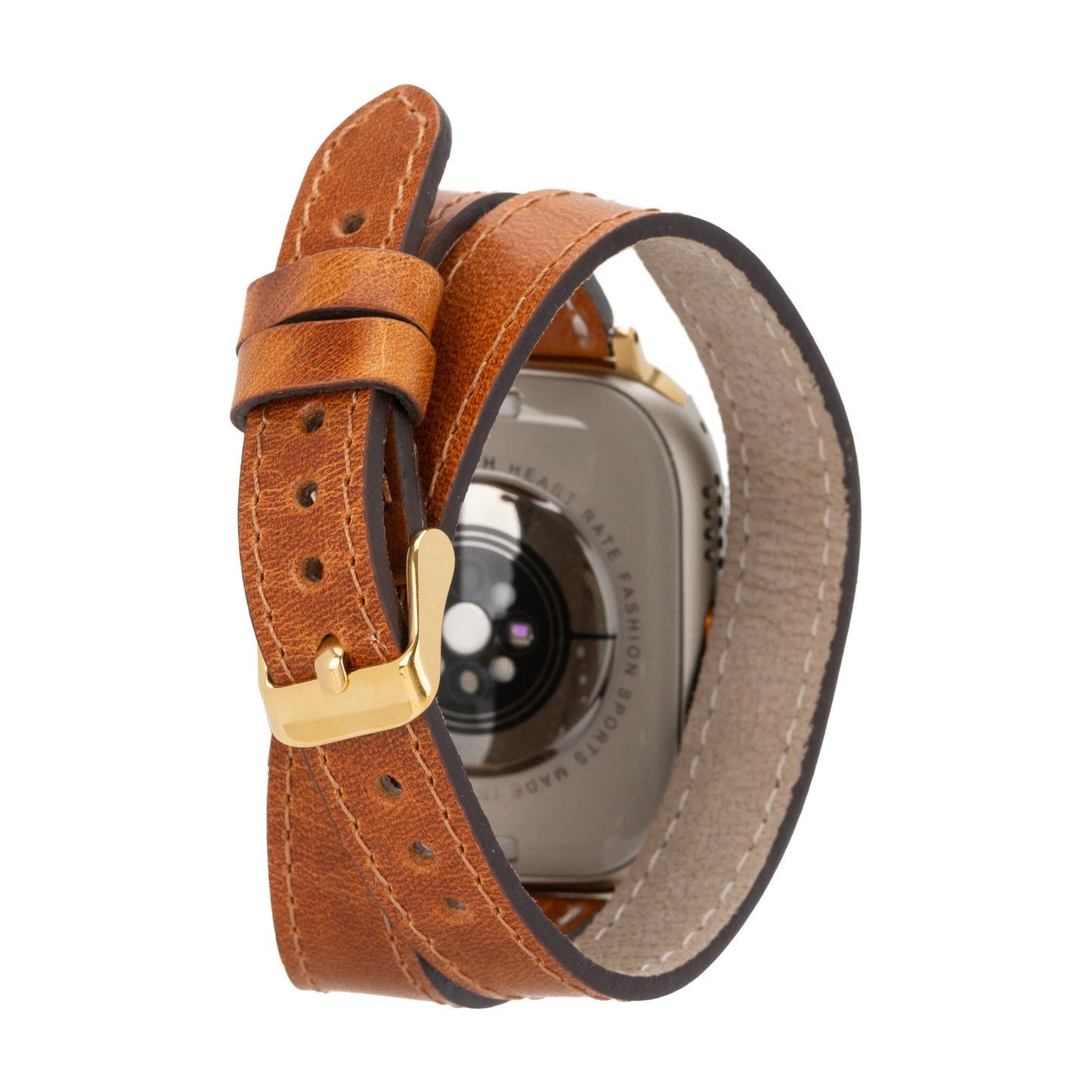Leather Apple Watch Bands - DTS Double Tour Slim Hector Gold Trok Style F3