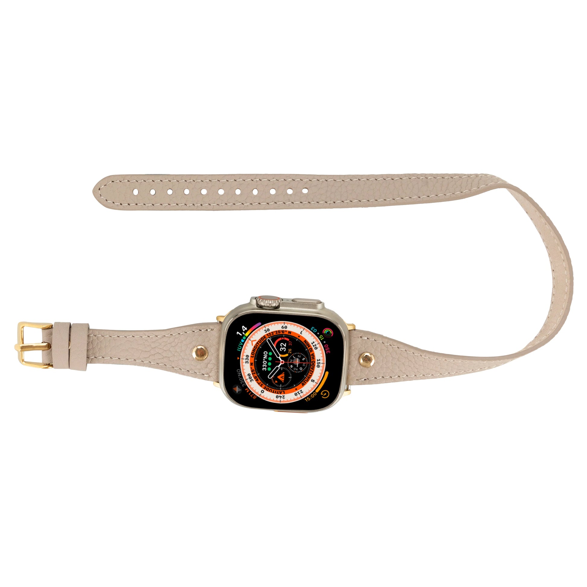 Leather Apple Watch Bands - DTS Double Tour Slim Hector Gold Trok Style F3