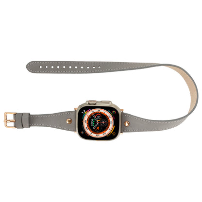 Hector Double Tour Leather Apple Watch Band – Rose Gold Buckle