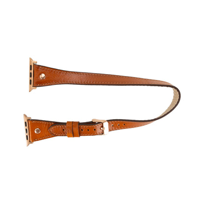 Hector Double Tour Leather Apple Watch Band – Rose Gold Buckle