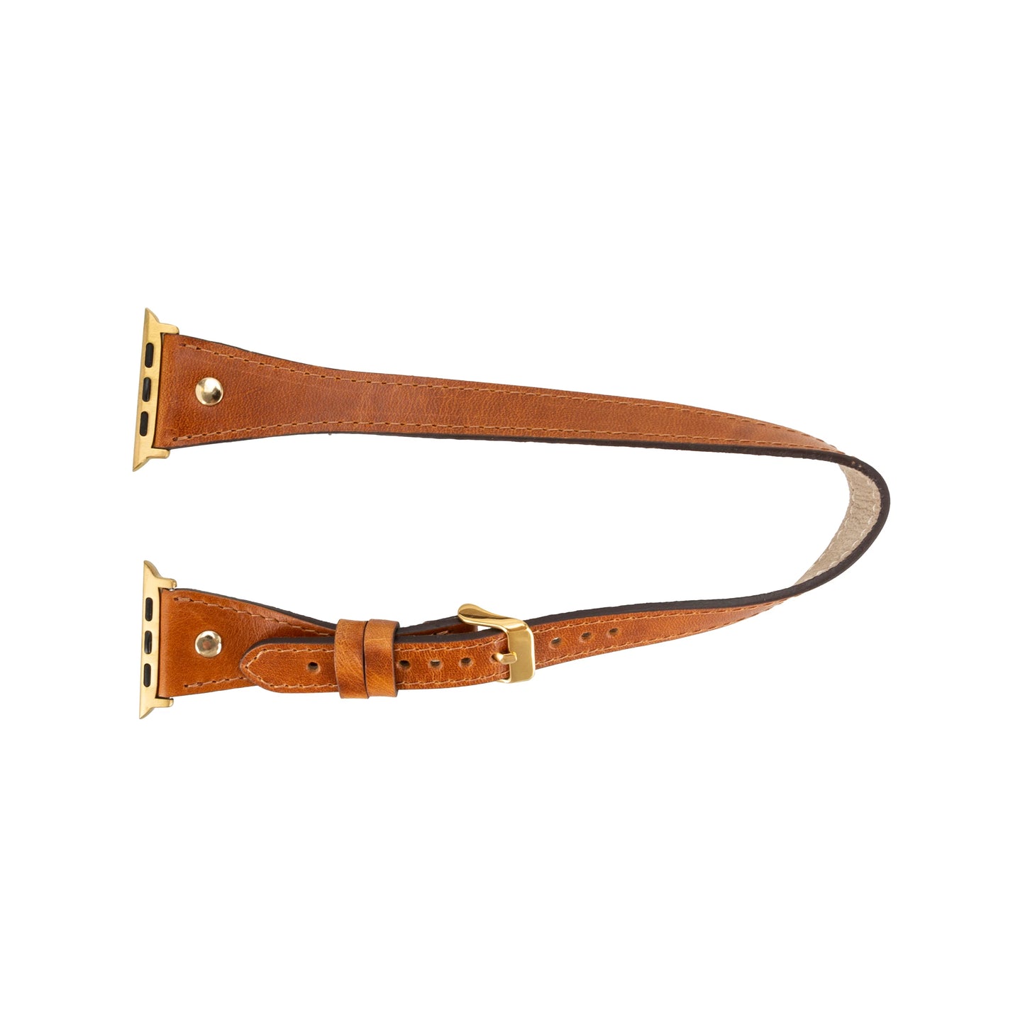 Leather Apple Watch Bands - DTS Double Tour Slim Hector Gold Trok Style F3