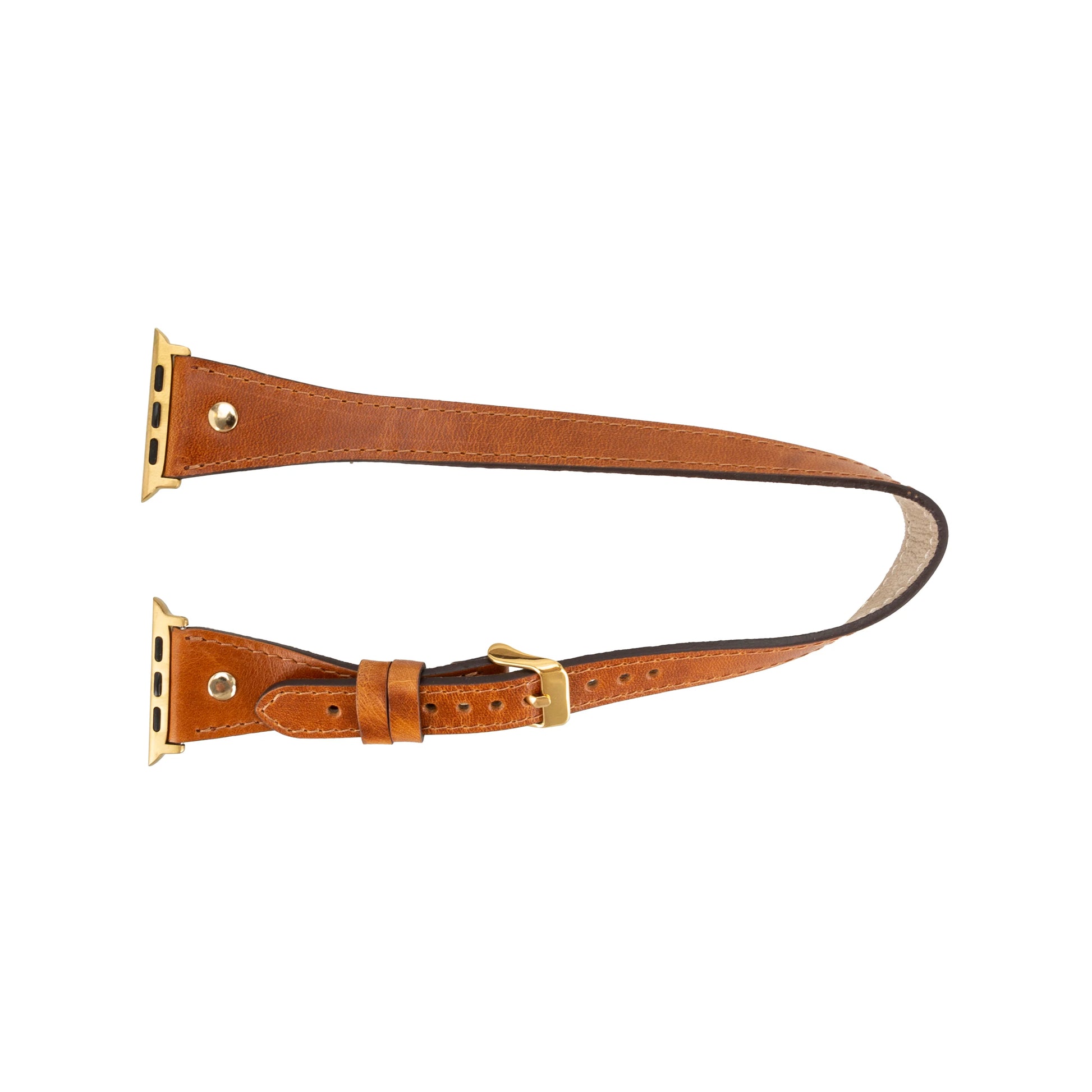 Leather Apple Watch Bands - DTS Double Tour Slim Hector Gold Trok Style F3