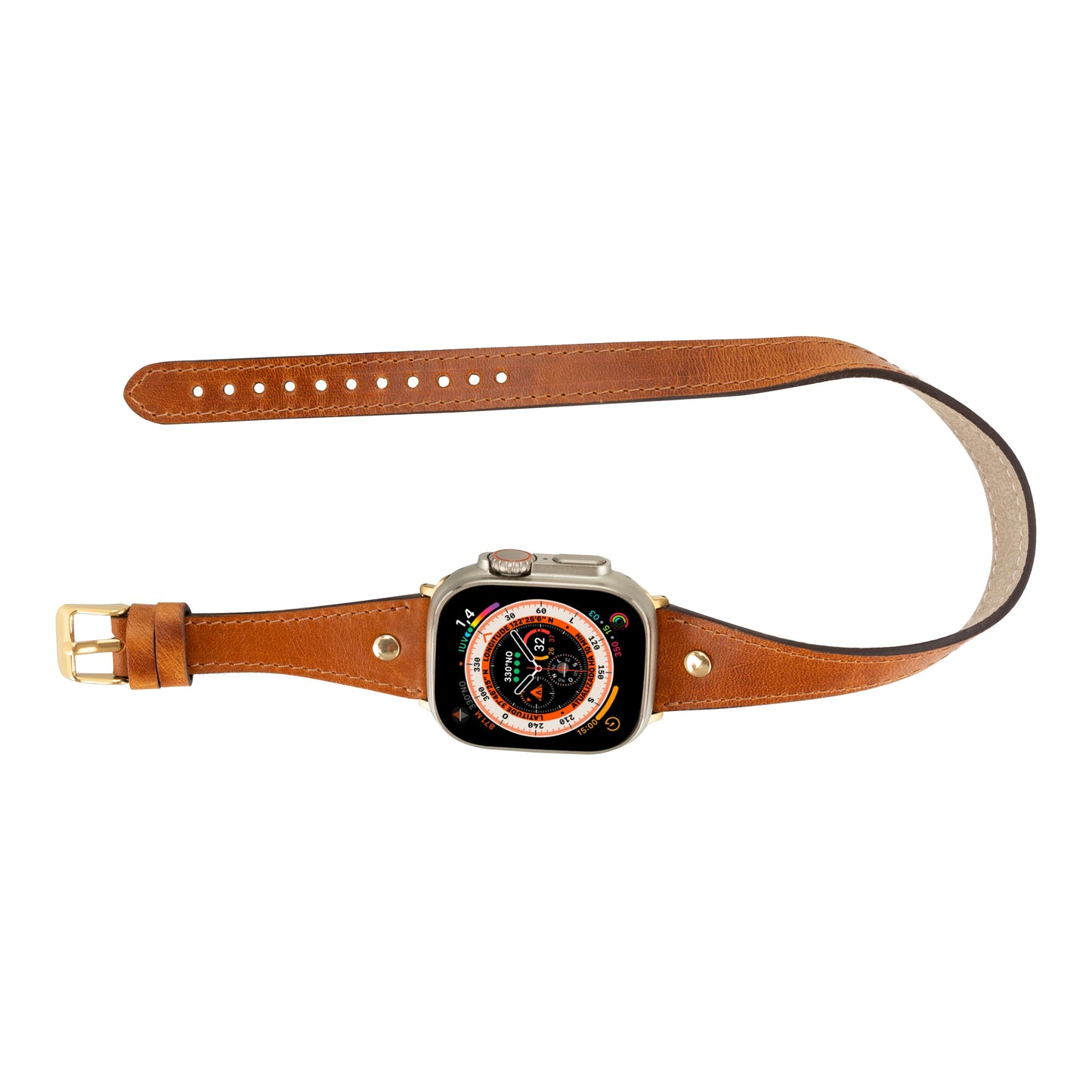 Leather Apple Watch Bands - DTS Double Tour Slim Hector Gold Trok Style F3