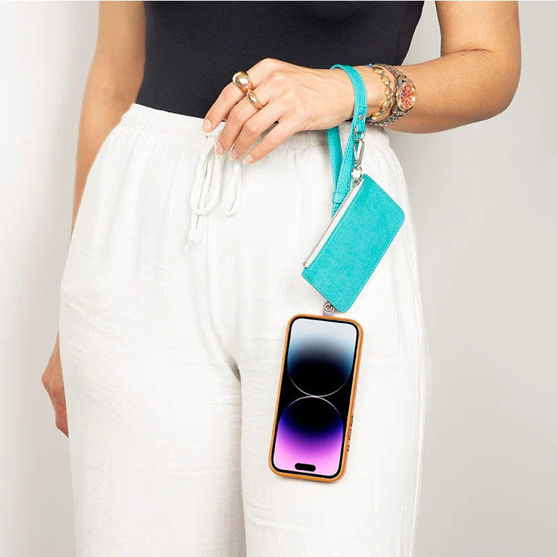 FlexGo PU Leather Phone Strap & Wallet Set – Clip-On Flex