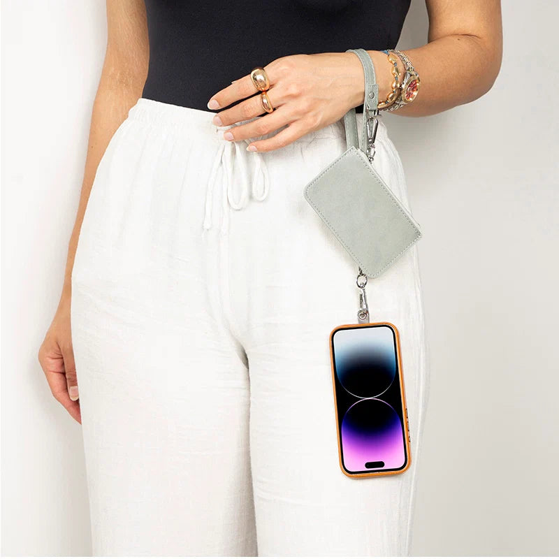 FlexGo PU Leather Phone Strap & Wallet Set – Clip-On Flex