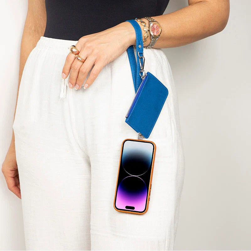 FlexGo PU Leather Phone Strap & Wallet Set – Clip-On Flex