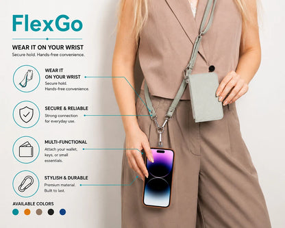 FlexGo PU Phone Strap & Detachable Wallet Set